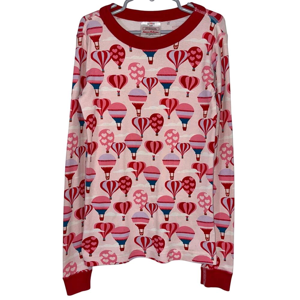 Hanna Andersson Girls Heart Hot Air Balloon Long John Pajama Top Size 10
